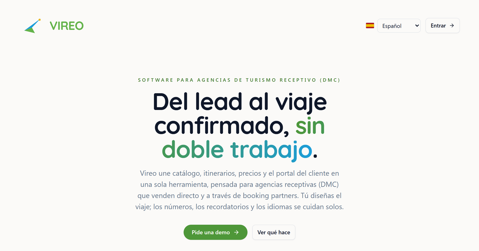 Vireo: software para agencias de turismo receptivo